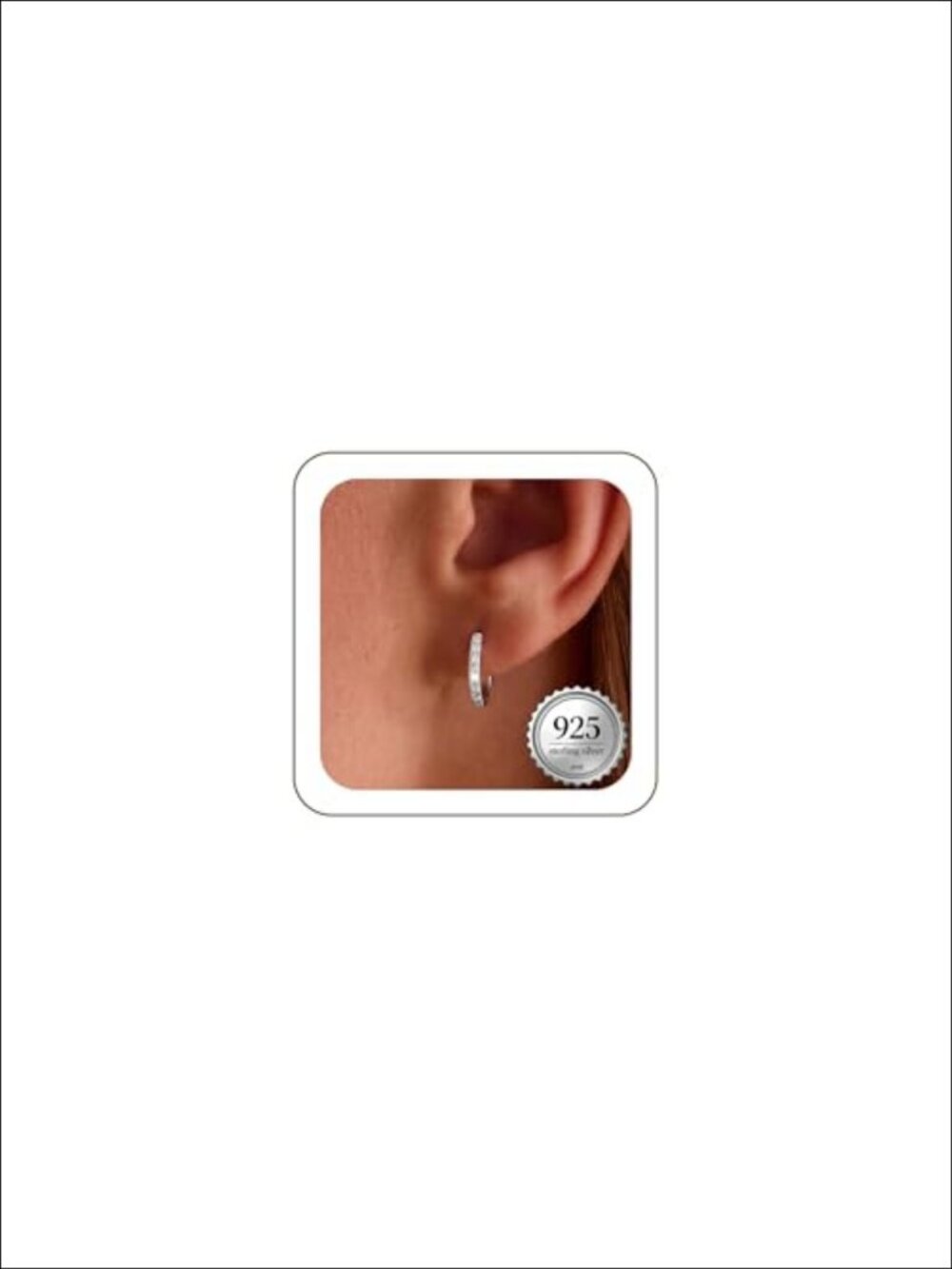 925 Sterling Silver CZ Huggie Hoop Earrings Hinged Small Everyday